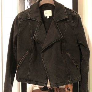 Silence and Noise cropped denim Moto jacket